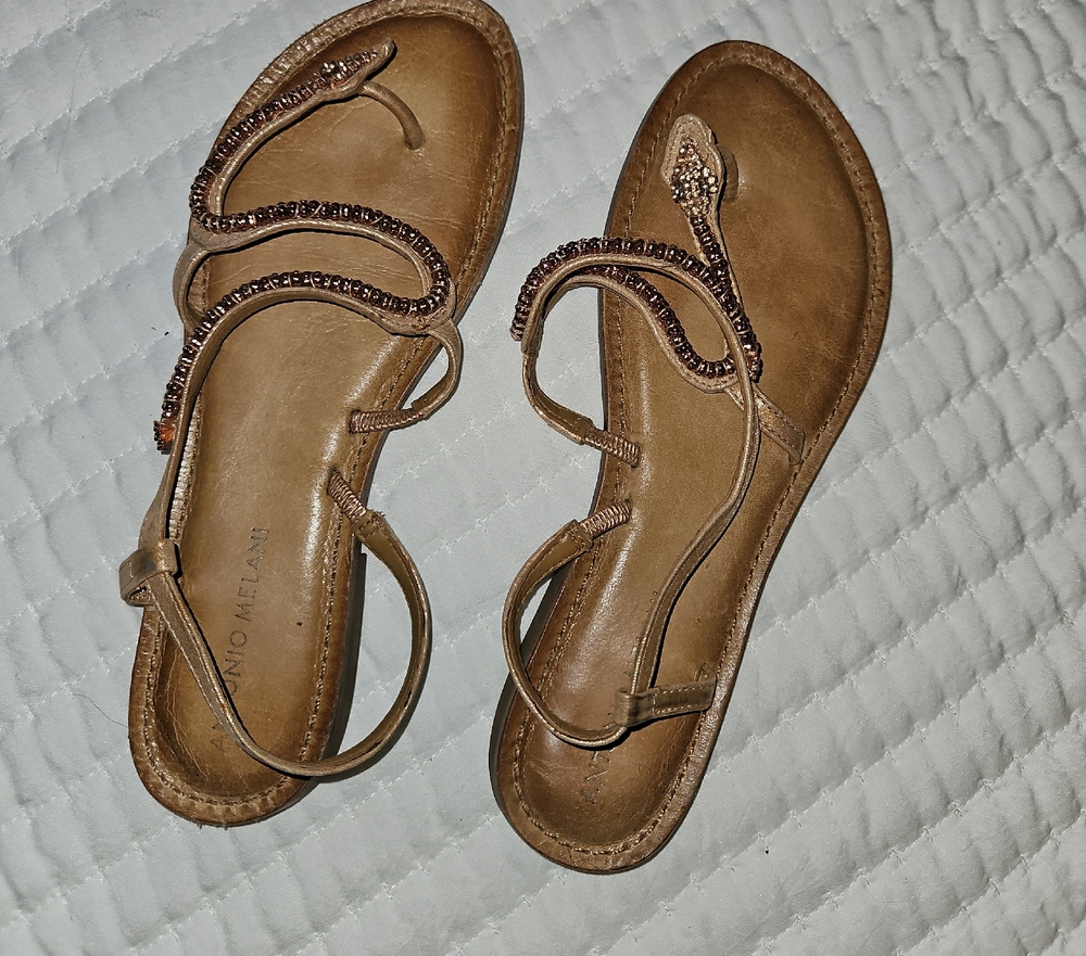ANTONIO MELANI Brown Leather Sandals Casual